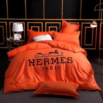 New Hermes Orange Bedsheet Set 6pcs in Cotton Material- AjmanShop