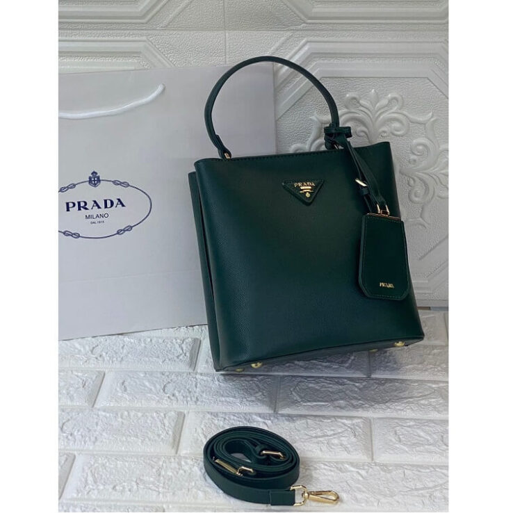Prada Green Handle Bag Saffiano Lux Leather Medium - AjmanShop