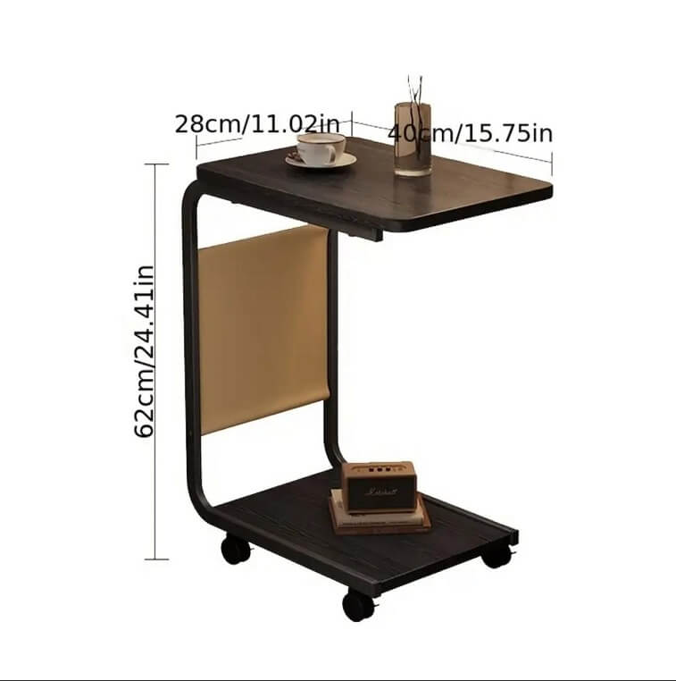Small Laptop Table, Wooden Double Layer Coffee Table Beside Chair