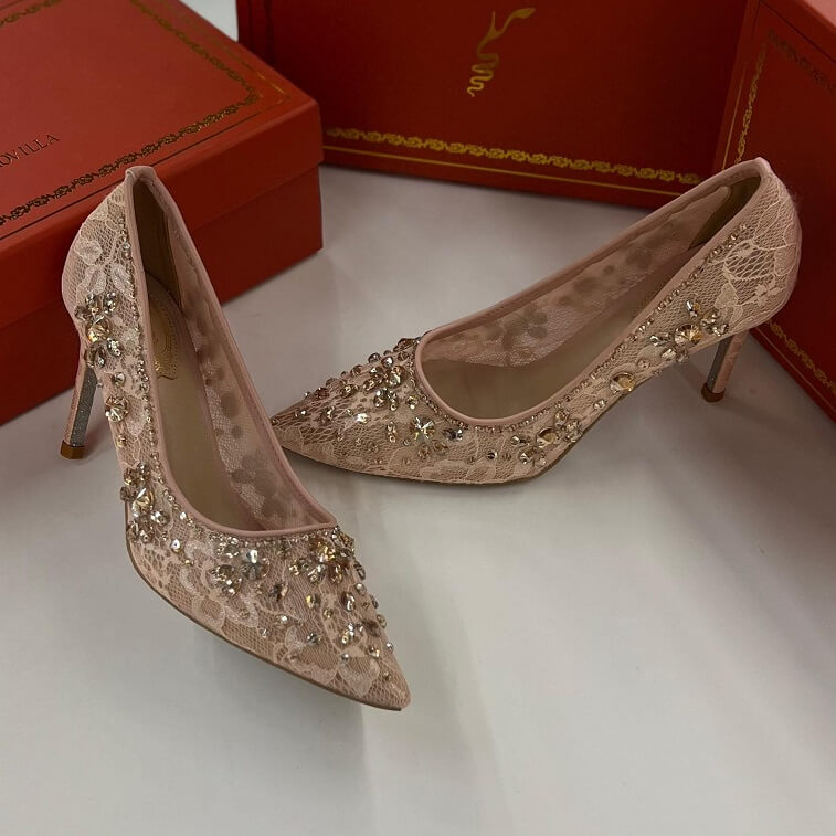 Rene Caovilla Cinderella Pumps in Crystal Work - AjmanShop
