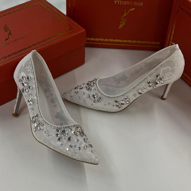 Rene Caovilla Cinderella Pumps in Crystal Work - AjmanShop