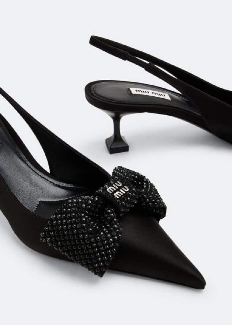 Satin Bow Pumps by Miu Miu Heel for Women - AjmanShop