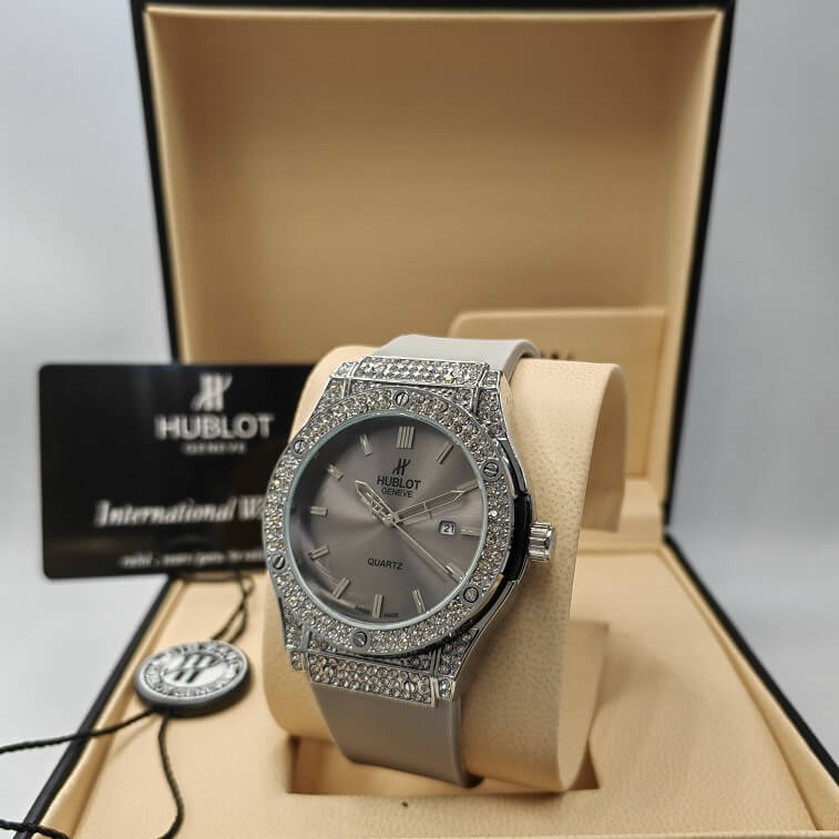 Stylish Mens Watch with Diamond Cut Stone by Hublot - AjmanShop