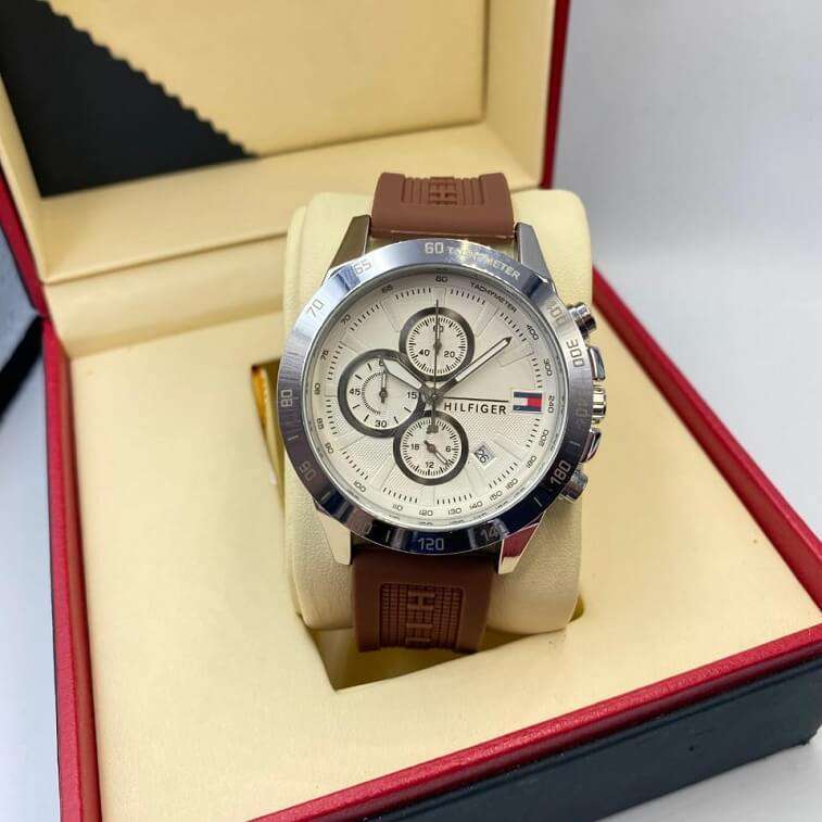 Tommy Hilfiger Leather Watch Brown- Ajmanshop (1)