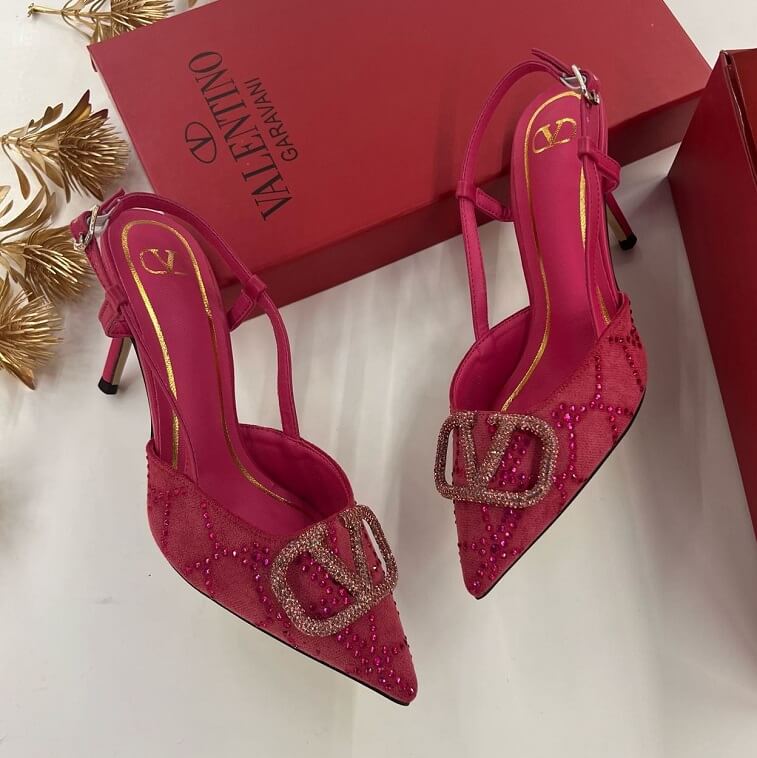 Valentino Satin Pumps for Women in Shiny Suede- AjmanShop