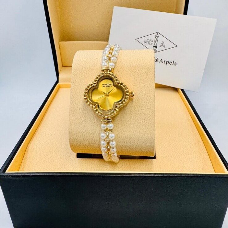Womens Vancleef Watch with Pearl and Stone Work- AjmanShop